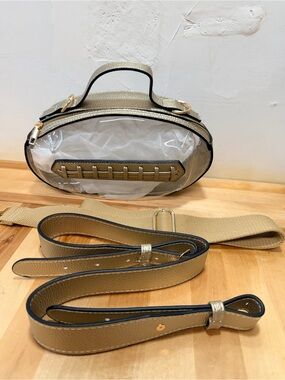 Clear Oval Crossbody Bag with Gold Trim